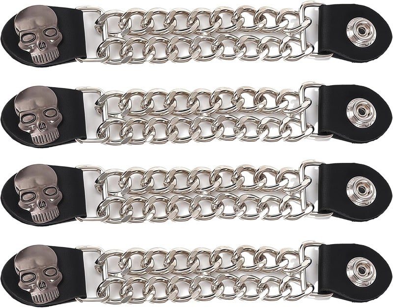 Mirthcos Motorcycle Vest Extenders for Men & Women - 4 PCS Leather Vest Extensions for Biker - Durable Double Chrome Chains - Image 1